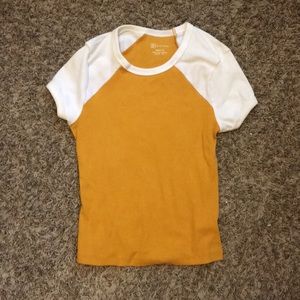 Yellow and white crop top